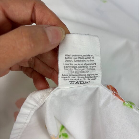 Vintage Martex Twin Flat Sheet White with Watercolor Flowers Blue Trim - Picture 5 of 5